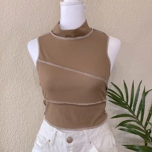 Mock neck patch crop